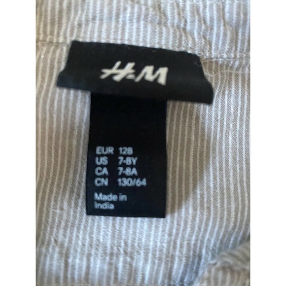 H&M Girls Shirt 7-8 Y Striped Grey Silver Color Long Sleeves Kids Fashion - Picture 6 of 11